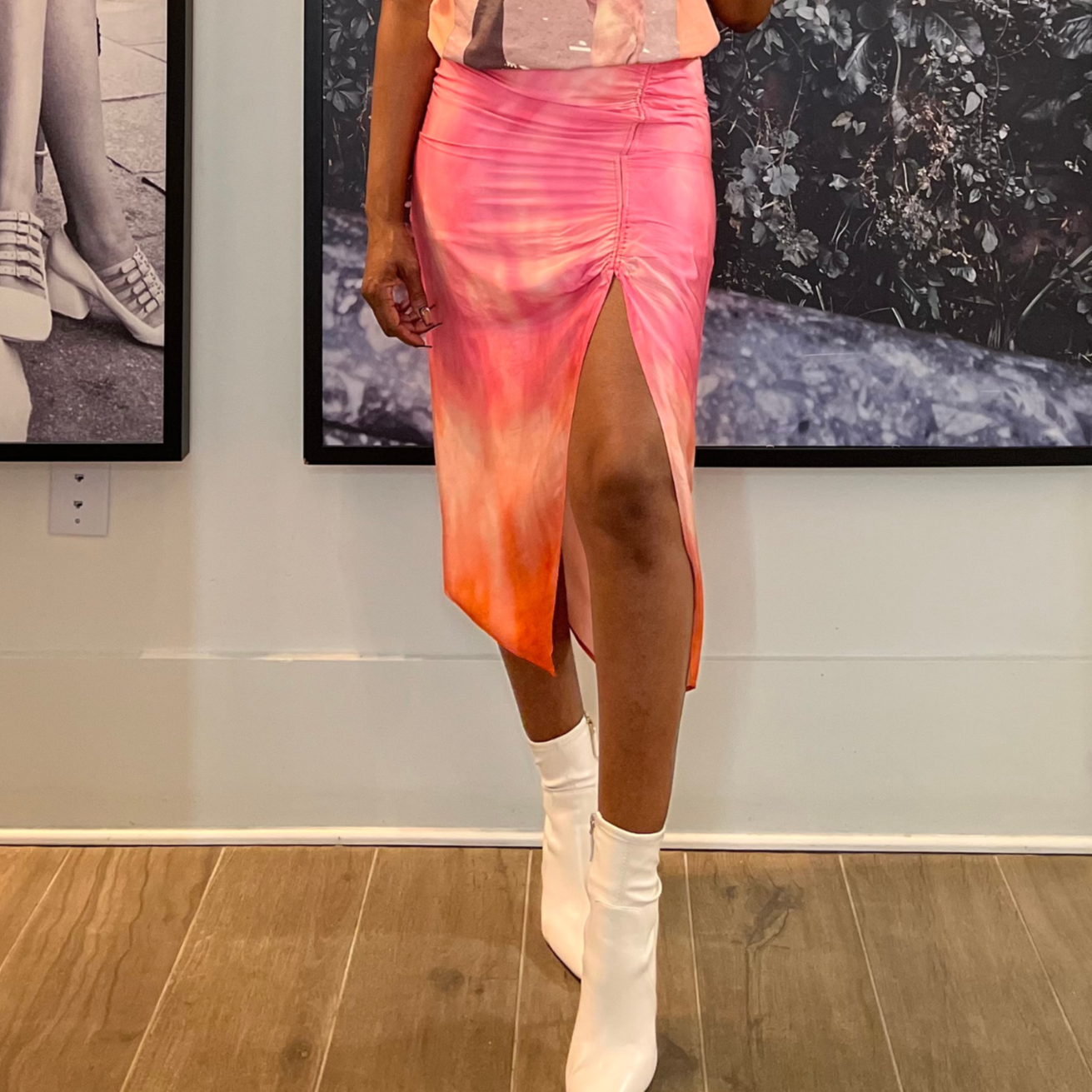 Draped Tie Die Skirt